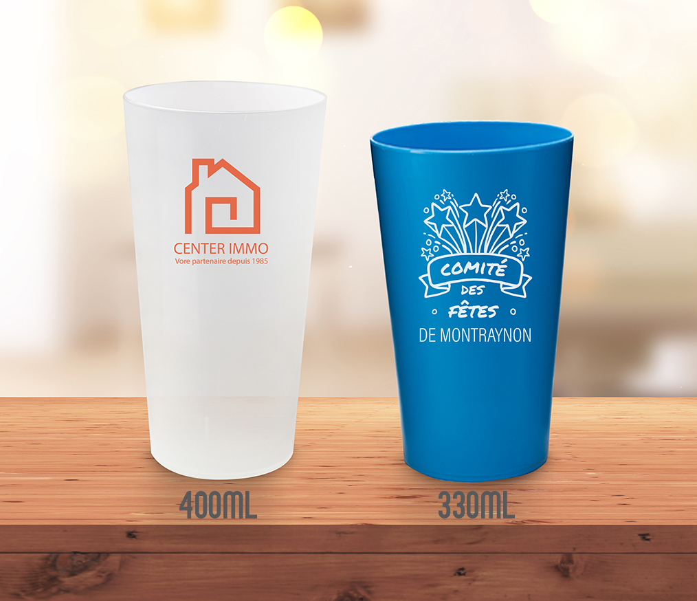 Publigob gobelet personnalisé polypropylène verre plastique cup réutilisable recyclable guyenne presse
