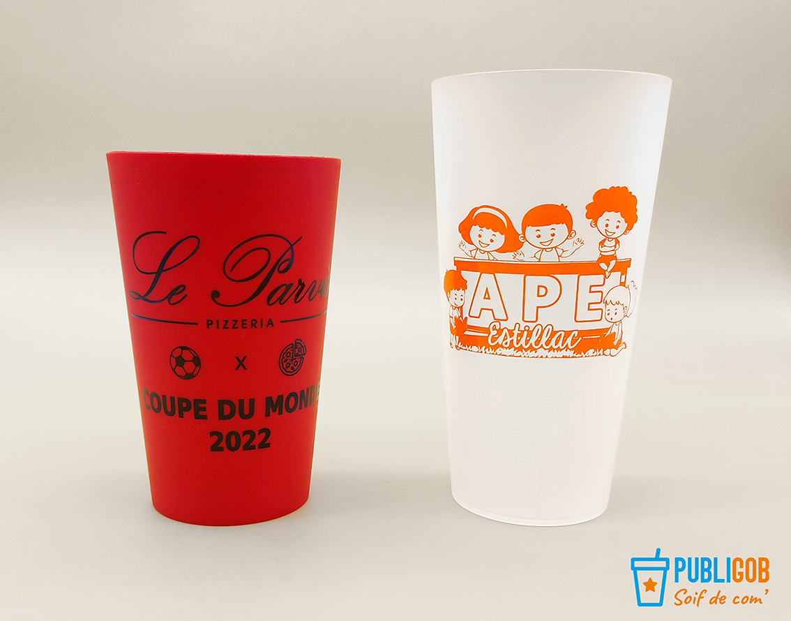 Publigob gobelet personnalisé polypropylène verre plastique cup réutilisable recyclable guyenne presse